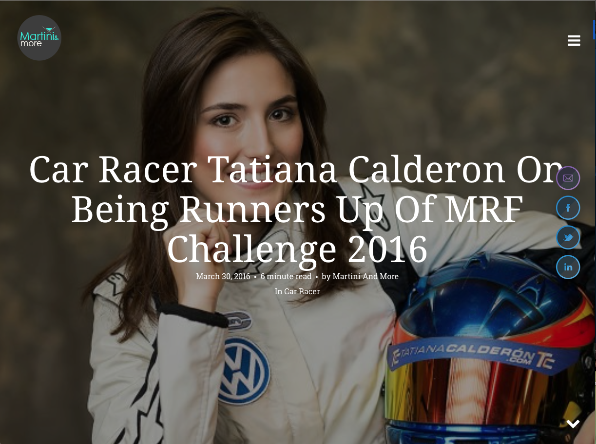 Release: Car Racer Tatiana Calderon On Being Runners Up Of MRF Challenge 2016